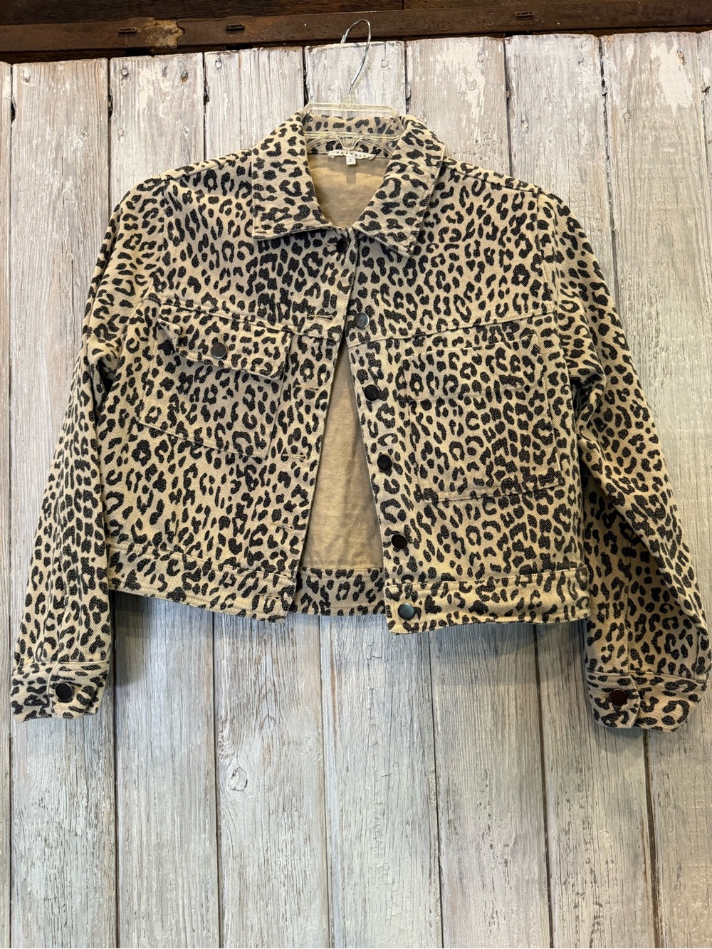 Baevely Leopard Print Cropped Jacket - Tan &  Black